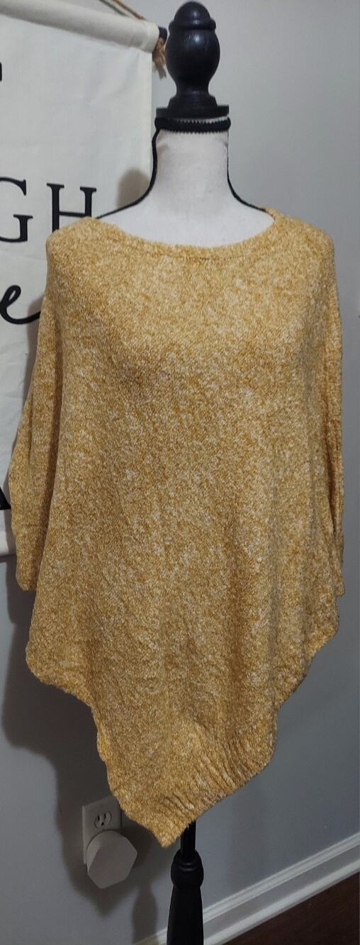 J. Jill Oversized Marled Knit Poncho Sweater Honeycream Size S-L New